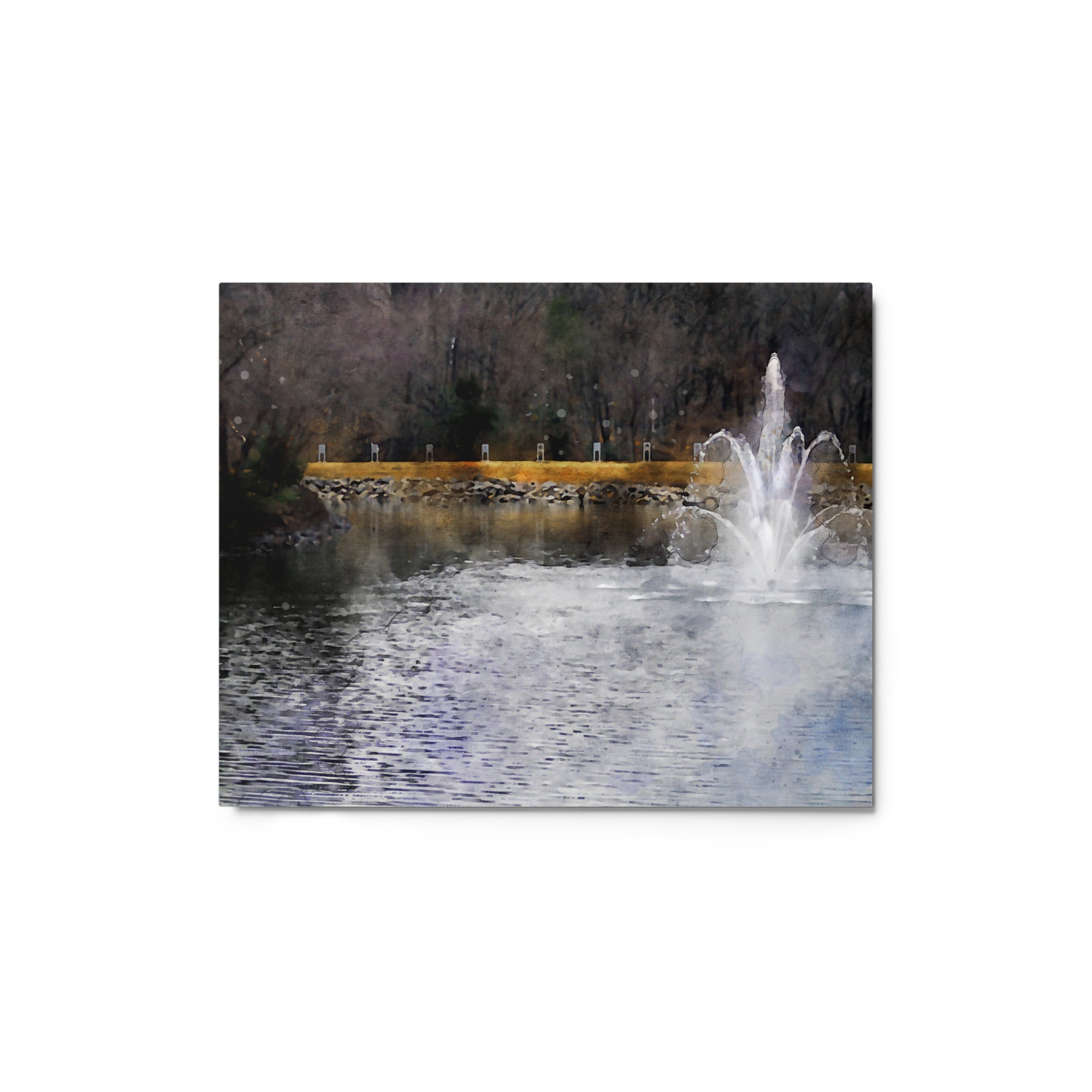 Rimmed Pond metal print, glossy contemporary finish